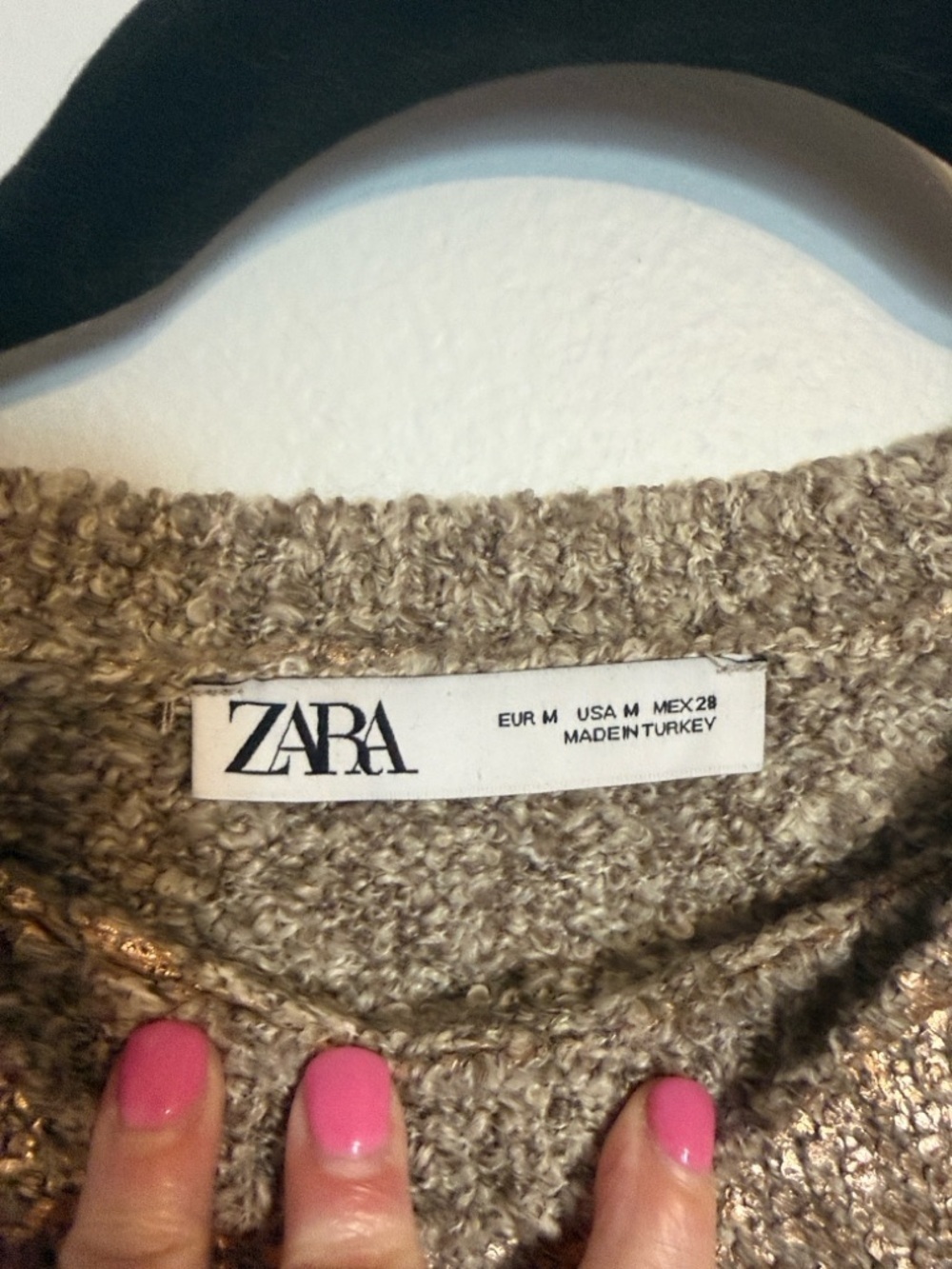 Zara Metallic Gold Bouclé Knit Sweater - Medium - Picture 2 of 7